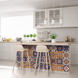 8" x 8" Blue Gold and Blush Mosaic Peel and Stick Removable Tiles - Homeroots - Flyclothing LLC