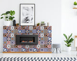 4" x 4" Blues and Reds Mosaic Peel and Stick Removable Tiles - Homeroots - Flyclothing LLC