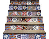 5" x 5" Blues and Reds Mosaic Peel and Stick Removable Tiles - Homeroots - Flyclothing LLC