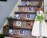 7" x 7" Blues and Reds Mosaic Peel and Stick Removable Tiles - Homeroots - Flyclothing LLC