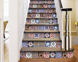 8" x 8" Blues and Reds Mosaic Peel and Stick Removable Tiles - Homeroots - Flyclothing LLC