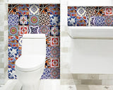 8" x 8" Blues and Reds Mosaic Peel and Stick Removable Tiles - Homeroots