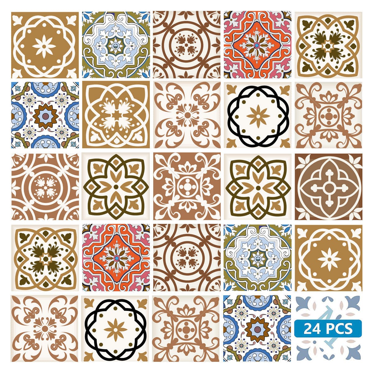 4" x 4" Snickerdoodle Mosaic Pop Peel and Stick Removable Tiles - Homeroots - Flyclothing LLC