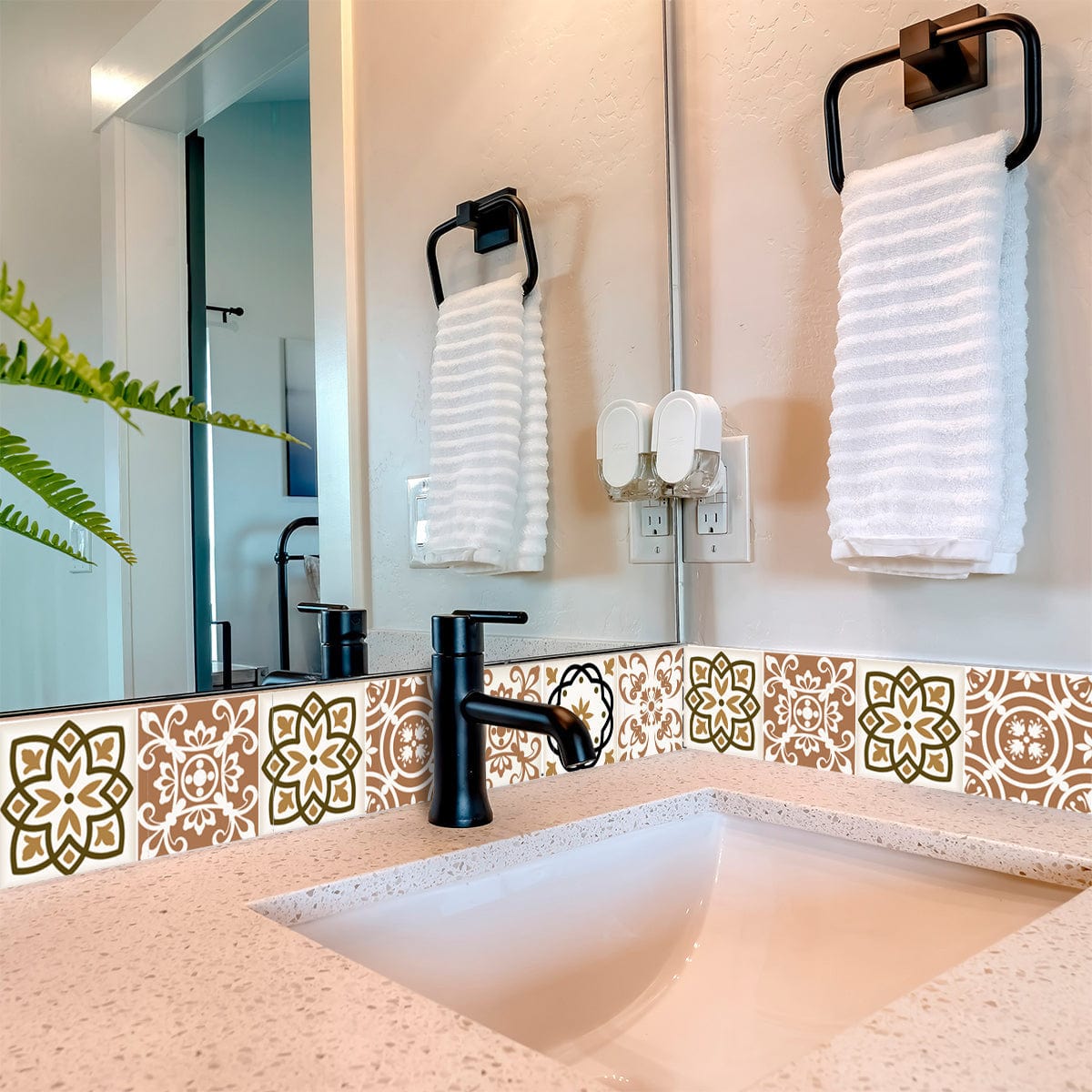 4" x 4" Snickerdoodle Mosaic Pop Peel and Stick Removable Tiles - Homeroots - Flyclothing LLC