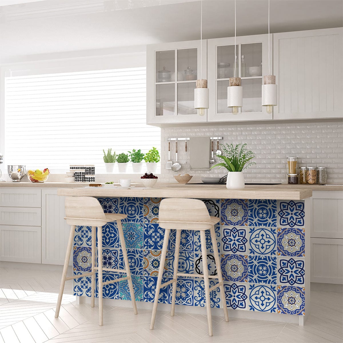 4" x 4" Blue and Aqua Pop Mosaic Peel and Stick Removable Tiles - Homeroots - Flyclothing LLC