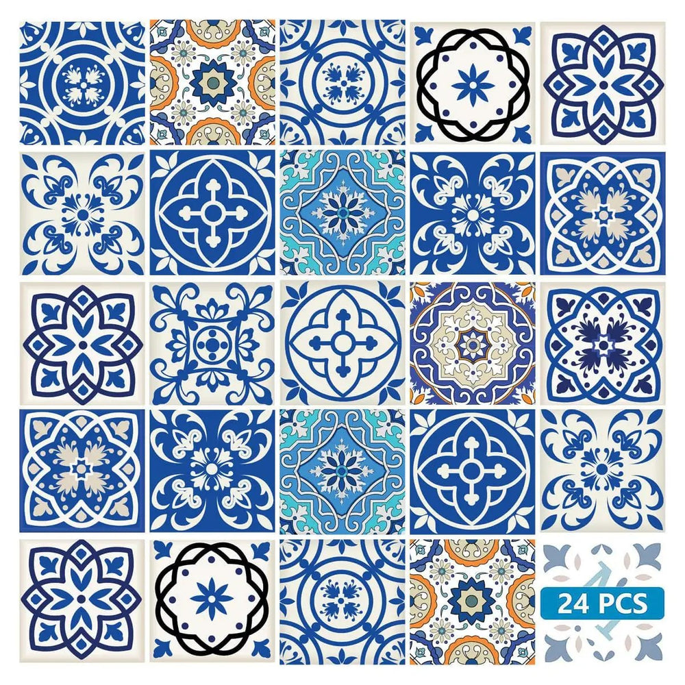5" x 5" Blue and Aqua Pop Mosaic Peel and Stick Removable Tiles - Homeroots - Flyclothing LLC