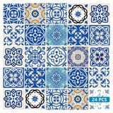 5" x 5" Blue and Aqua Pop Mosaic Peel and Stick Removable Tiles - Homeroots