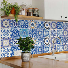 5" x 5" Blue and Aqua Pop Mosaic Peel and Stick Removable Tiles - Homeroots
