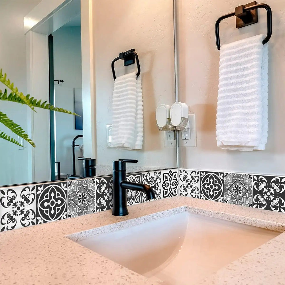 5" x 5" Shades of Grey Mosaic Peel and Stick Removable Tiles - Homeroots - Flyclothing LLC