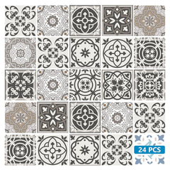 4" x 4" Wood Brown and White Mosaic Peel and Stick Removable Tiles - Homeroots