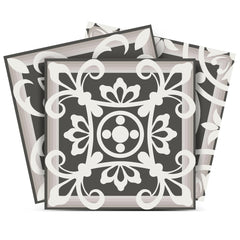 7" x 7" Wood Brown and White Mosaic Peel and Stick Removable Tiles - Homeroots