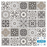 7" x 7" Wood Brown and White Mosaic Peel and Stick Removable Tiles - Homeroots - Flyclothing LLC