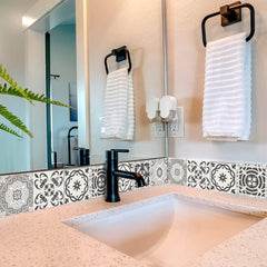 7" x 7" Wood Brown and White Mosaic Peel and Stick Removable Tiles - Homeroots
