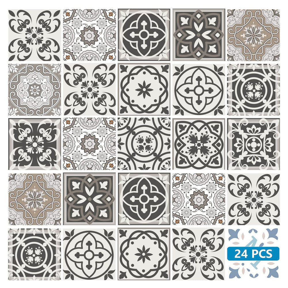 8" x 8" Wood Brown and White Mosaic Peel and Stick Removable Tiles - Homeroots - Flyclothing LLC