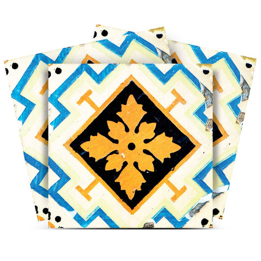 5" x 5" Gold Snowflake Peel and Stick Removable Tiles - Homeroots