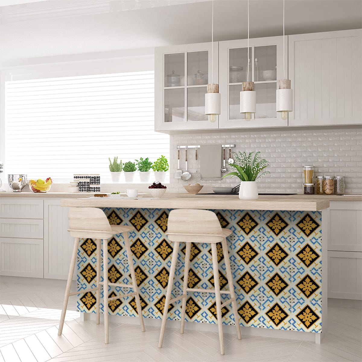 8" x 8" Gold Snowflake Peel and Stick Removable Tiles - Homeroots - Flyclothing LLC