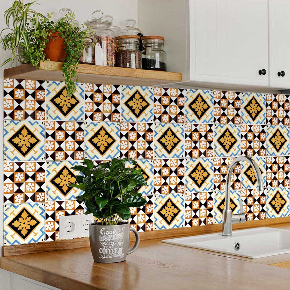 4" x 4" Snowflake and Diamond Peel and Stick Removable Tiles - Homeroots