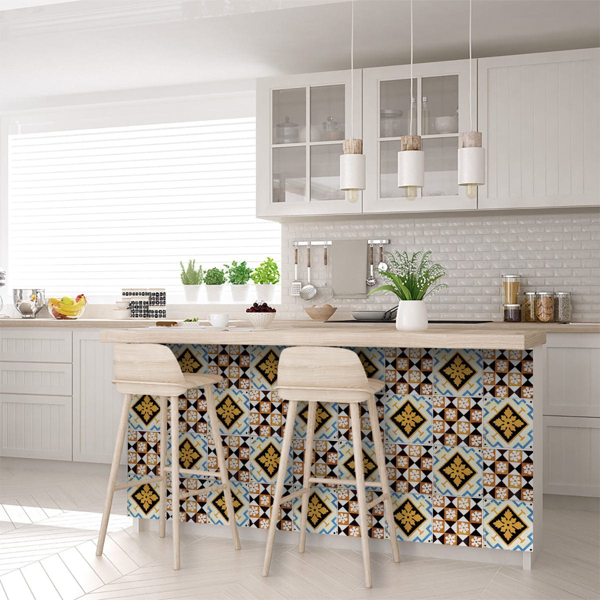 5" x 5" Snowflake and Diamond Peel and Stick Removable Tiles - Homeroots