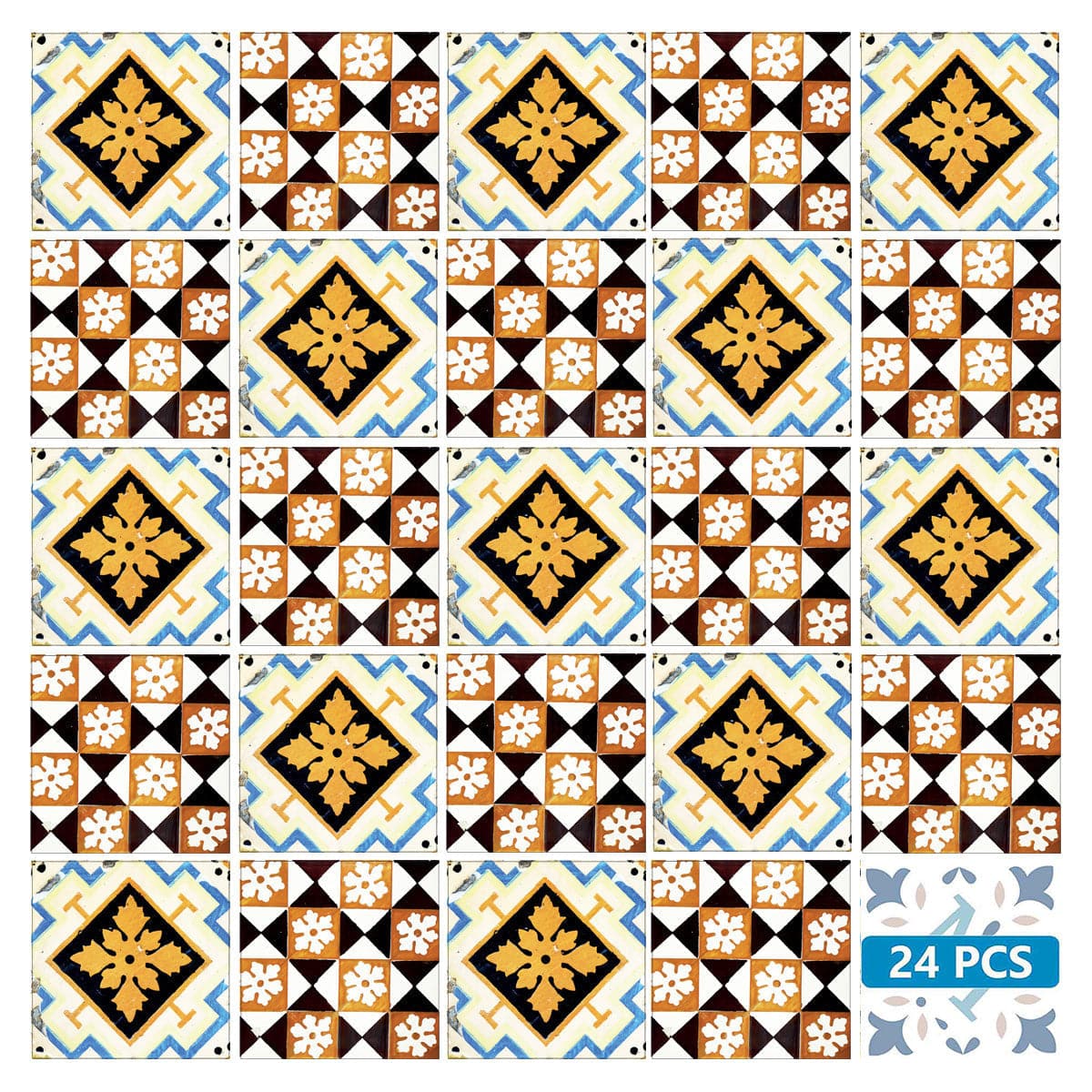 7" x 7" Snowflake and Diamond Peel and Stick Removable Tiles - Homeroots