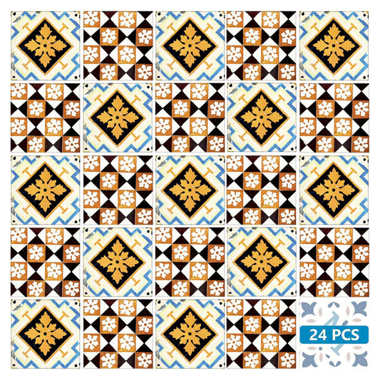 7" x 7" Snowflake and Diamond Peel and Stick Removable Tiles - Homeroots