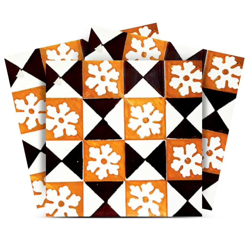 4" x 4" Mini Snowflakes and Squares Peel and Stick Removable Tiles - Homeroots