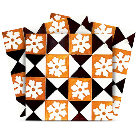 6" x 6" Mini Snowflakes and Squares Peel and Stick Removable Tiles - Homeroots