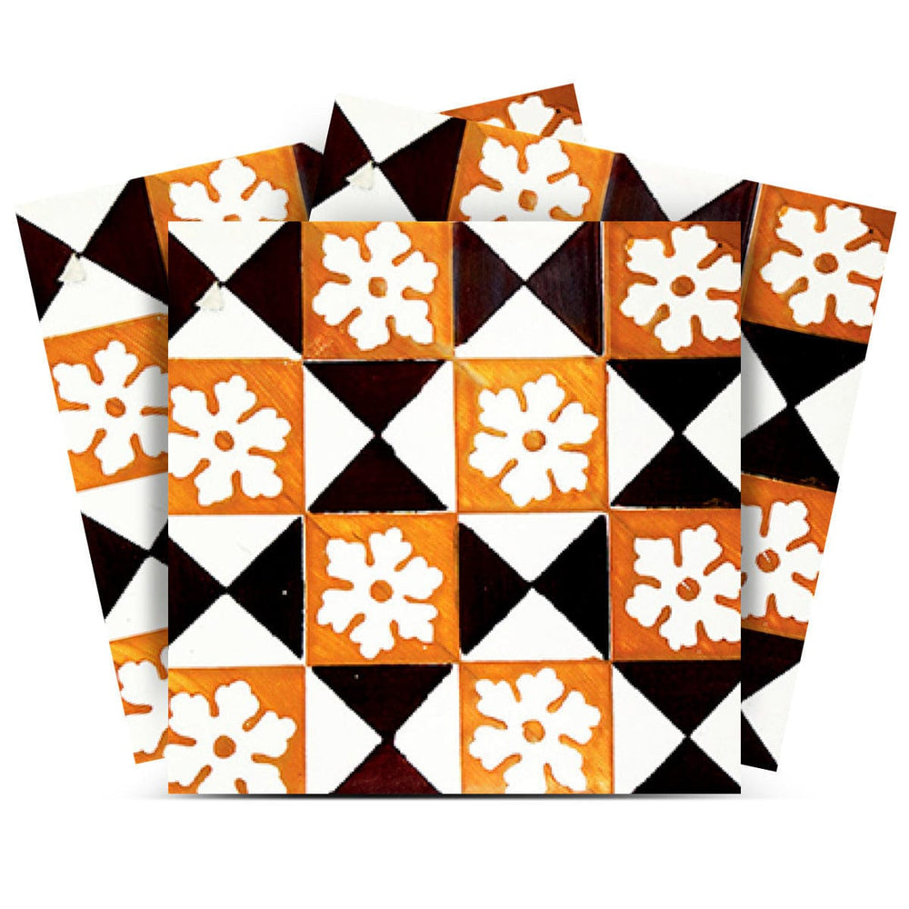 8" x 8" Mini Snowflakes and Squares Peel and Stick Removable Tiles - Homeroots