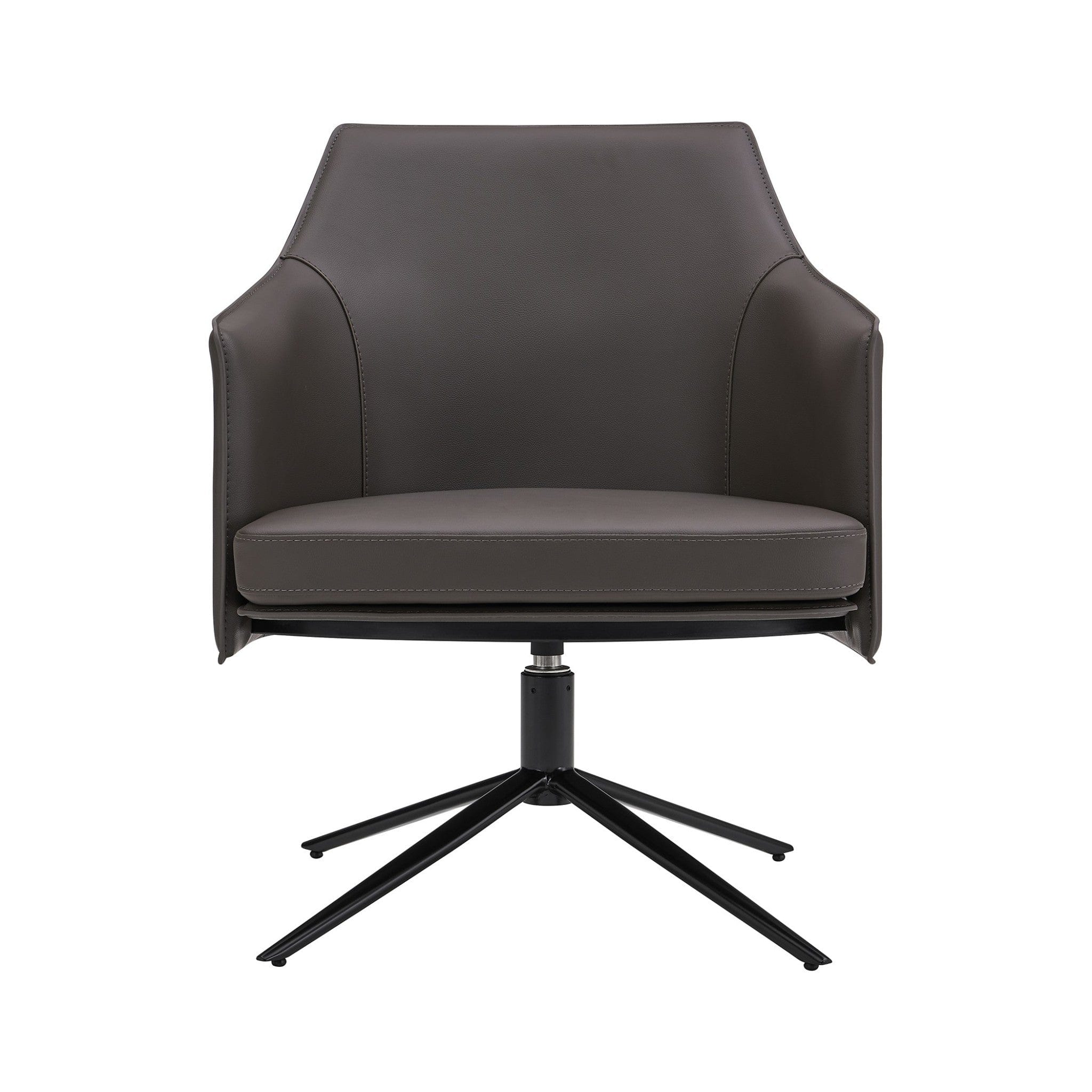26" Gray And Black Faux Leather Swivel Lounge Chair - Homeroots