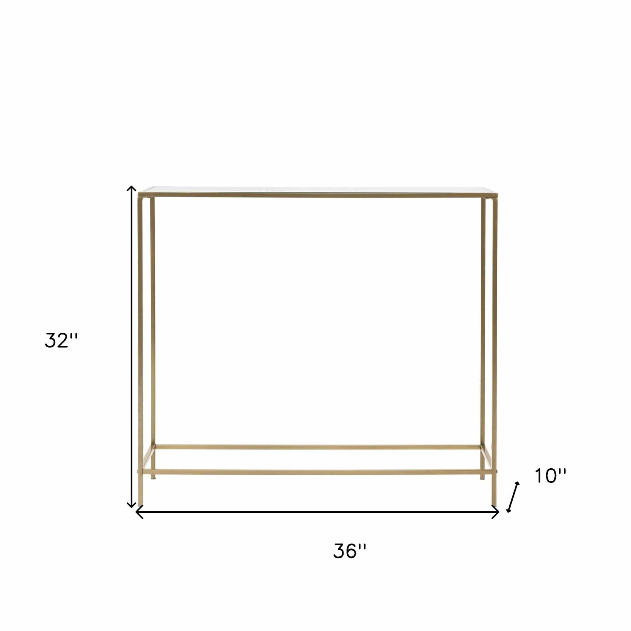 36" Clear and Gold Glass Console Table - Homeroots