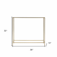 36" Clear and Gold Glass Console Table - Homeroots