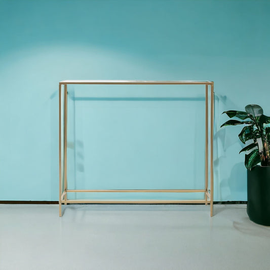 36" Clear and Gold Glass Console Table - Homeroots