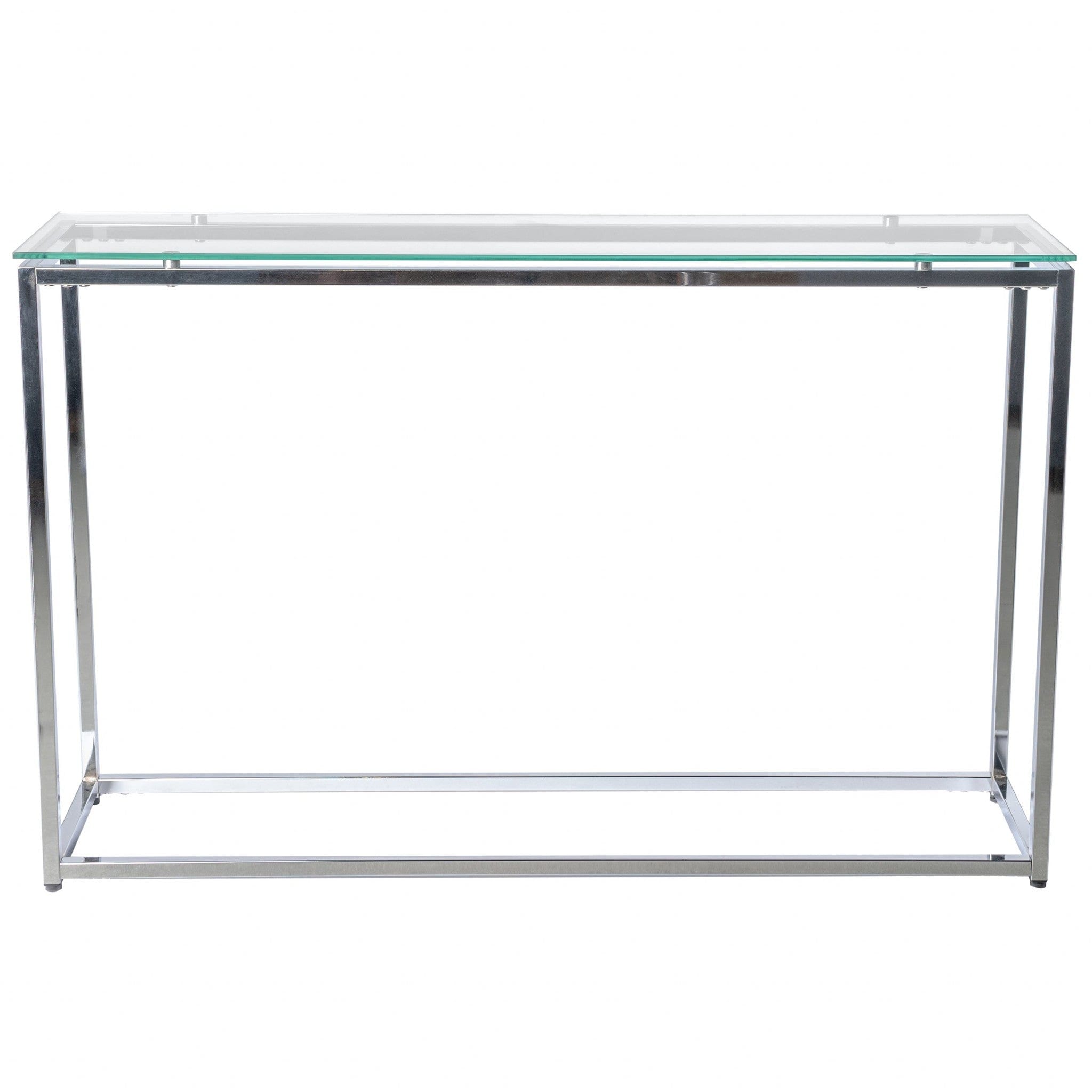 47" Clear and Silver Glass Frame Console Table - Homeroots