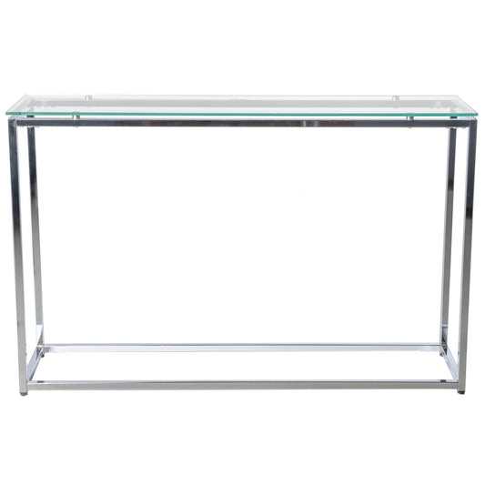 47" Clear and Silver Glass Frame Console Table - Homeroots