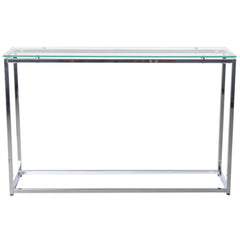47" Clear and Silver Glass Frame Console Table - Homeroots