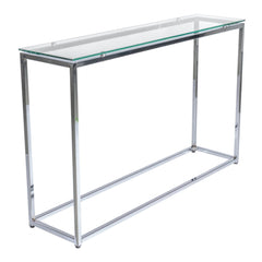 47" Clear and Silver Glass Frame Console Table - Homeroots