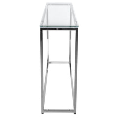 47" Clear and Silver Glass Frame Console Table - Homeroots