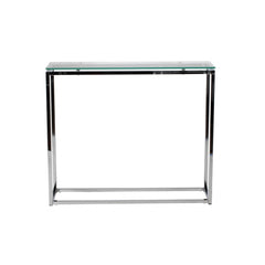 36" Clear and Silver Glass Sled Console Table - Homeroots