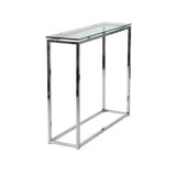 36" Clear and Silver Glass Sled Console Table - Homeroots