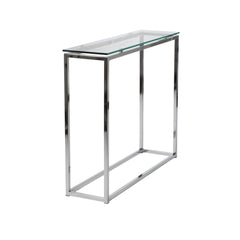 36" Clear and Silver Glass Sled Console Table - Homeroots