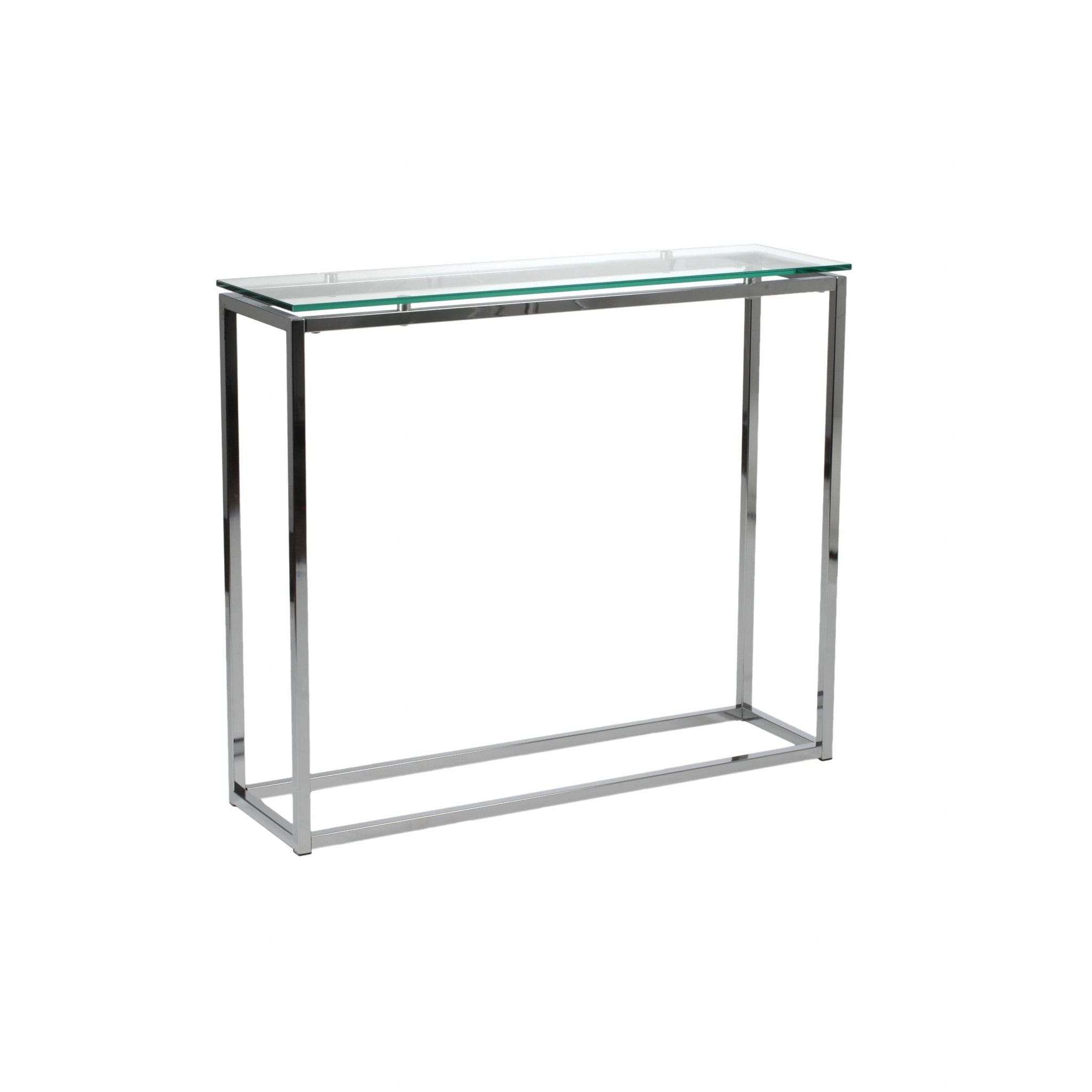 36" Clear and Silver Glass Sled Console Table - Homeroots