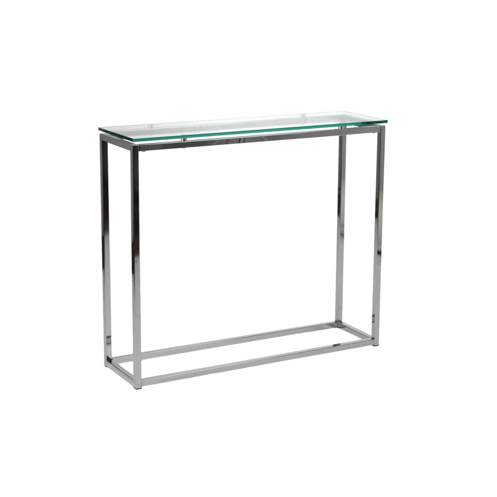 36" Clear and Silver Glass Sled Console Table - Homeroots - Flyclothing LLC