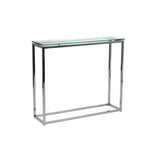36" Clear and Silver Glass Sled Console Table - Homeroots