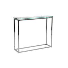 36" Clear and Silver Glass Sled Console Table - Homeroots