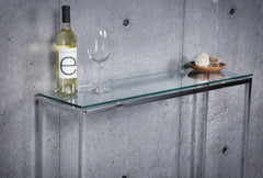 36" Clear and Silver Glass Sled Console Table - Homeroots
