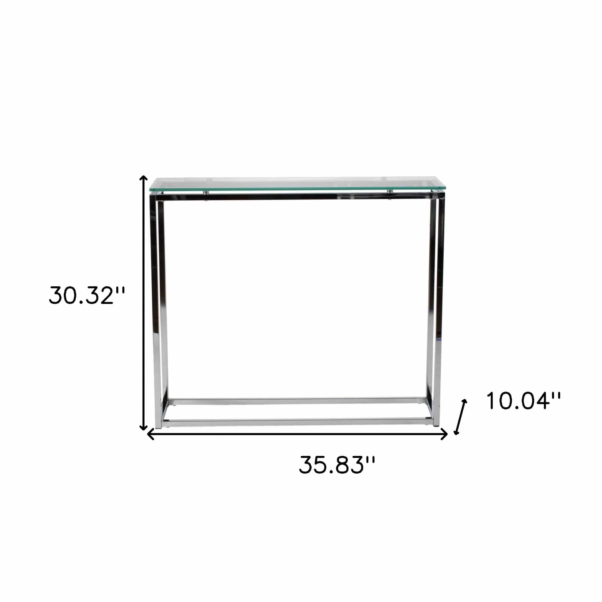 36" Clear and Silver Glass Sled Console Table - Homeroots