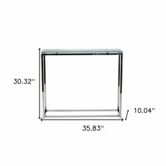 36" Clear and Silver Glass Sled Console Table - Homeroots