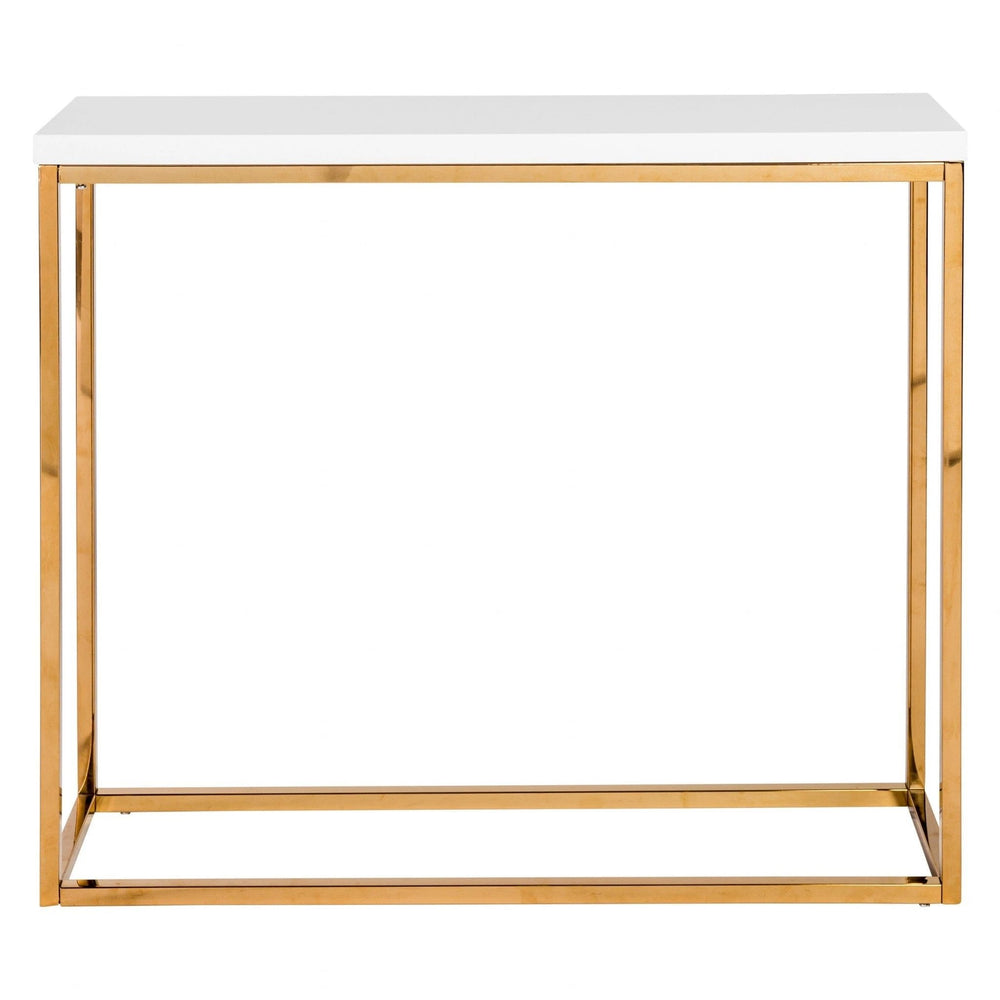 35" White and Gold Frame Console Table - Homeroots