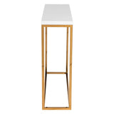 35" White and Gold Frame Console Table - Homeroots
