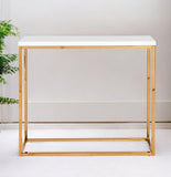 35" White and Gold Frame Console Table - Homeroots