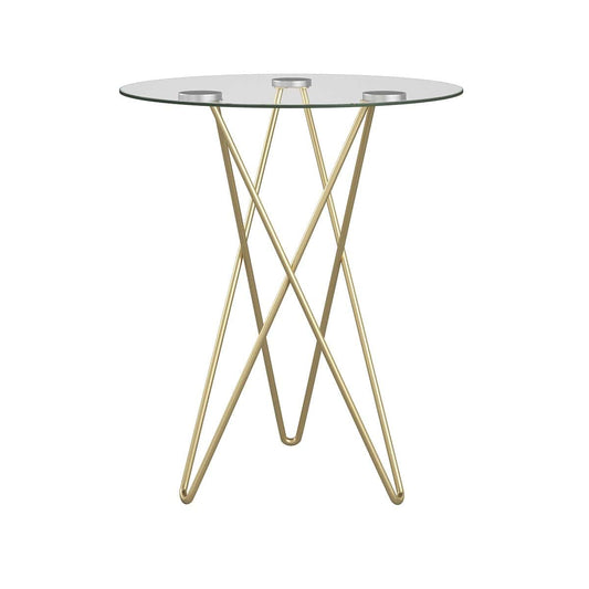 Geometric Clear Glass and Gold Round Table - Homeroots